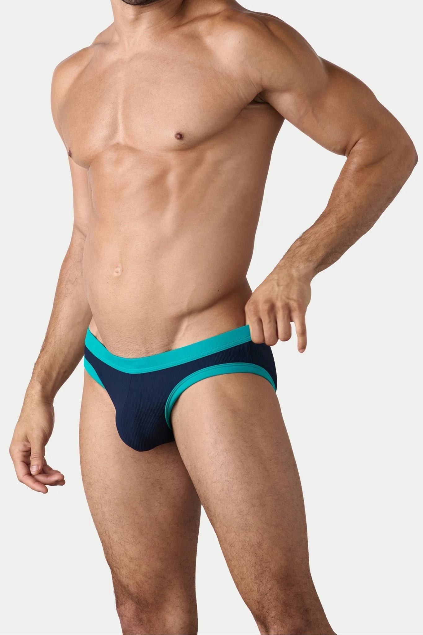 OASIS Contrast Swim Brief - Navy & Teal - Image 4